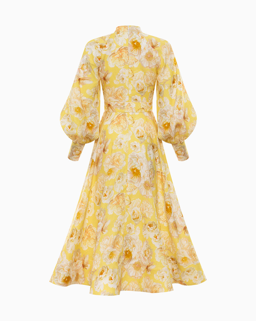 Elegant Yellow Floral Maxi Dress