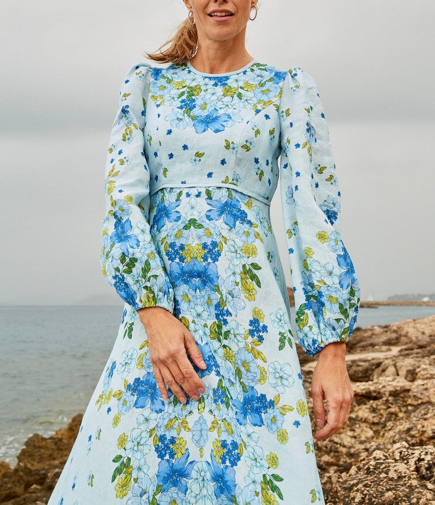 Printed Long Sleeve Cotton Maxi Dress