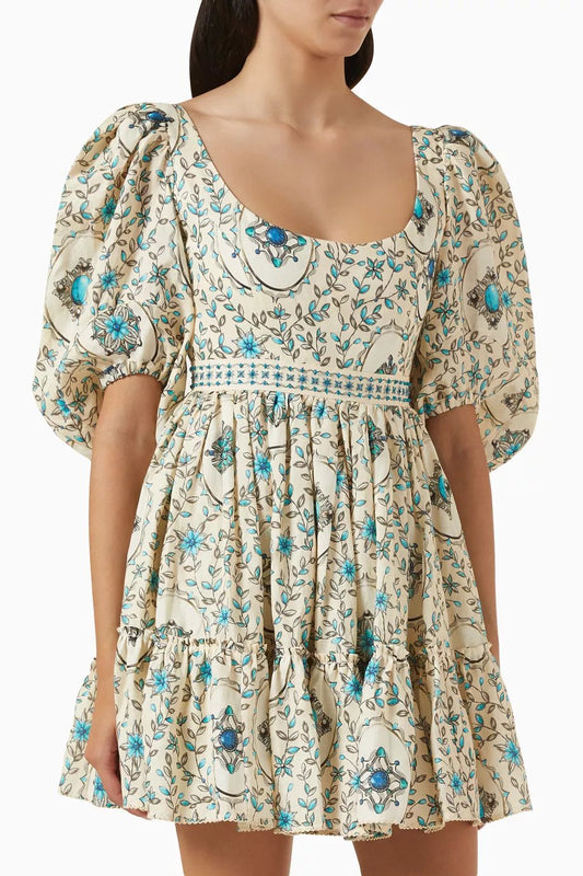 Puff Sleeve Floral Summer Mini Dress