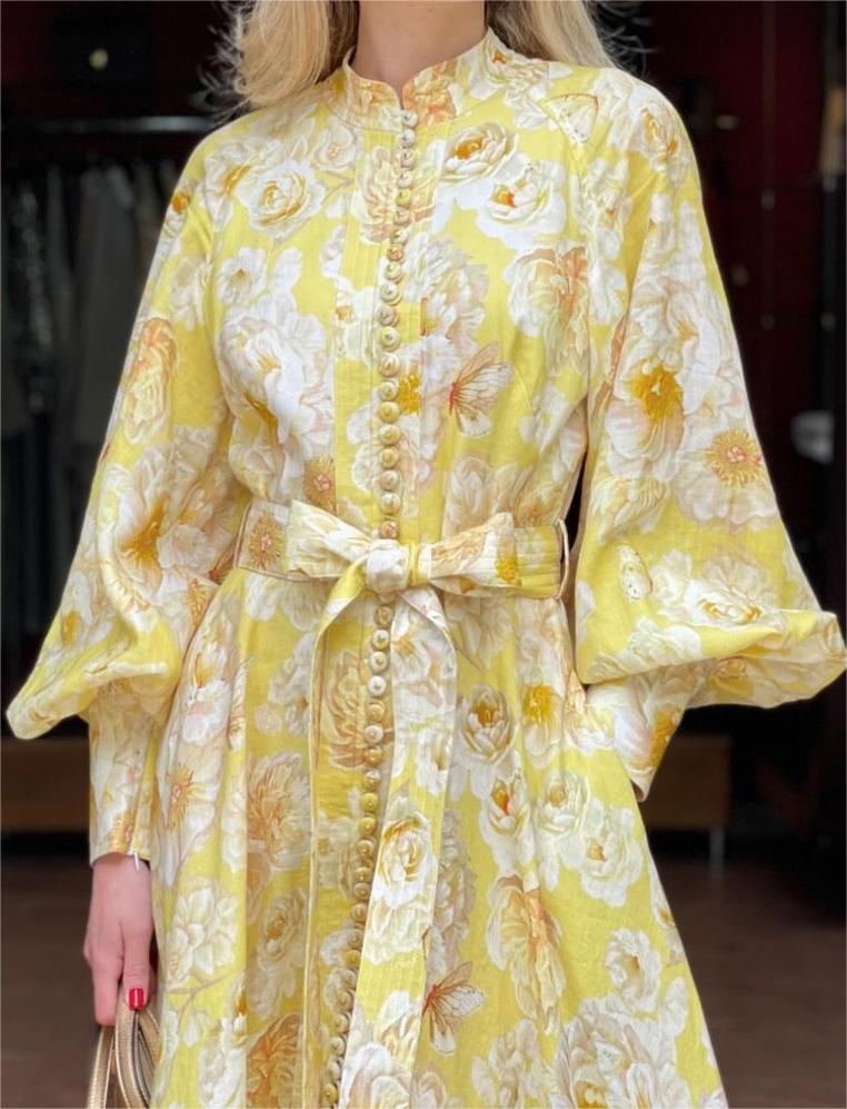 Elegant Yellow Floral Maxi Dress