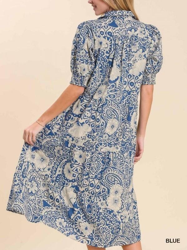 PUFF SLEEVE PRINT DRESS