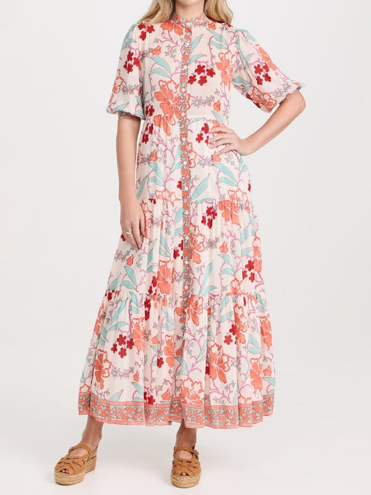 Floral Print Button Up Maxi Dress