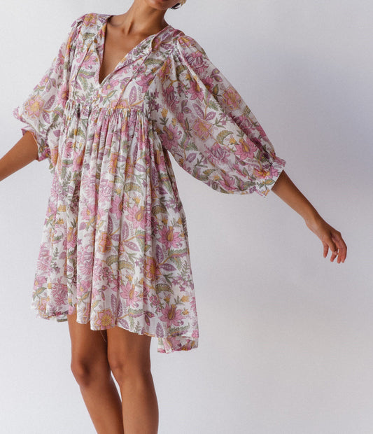 Puff Sleeve Floral Mini Dress