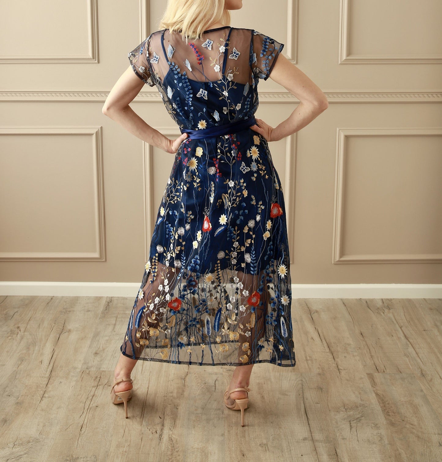 Blue Embroidery Dress