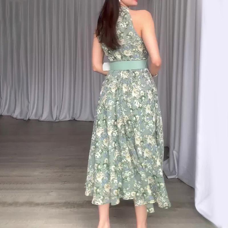 Sexy Sleeveless Floral Maxi Dress