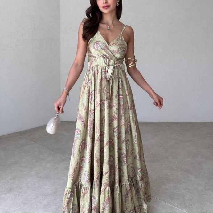 V-neck Sexy Floral Maxi Dress