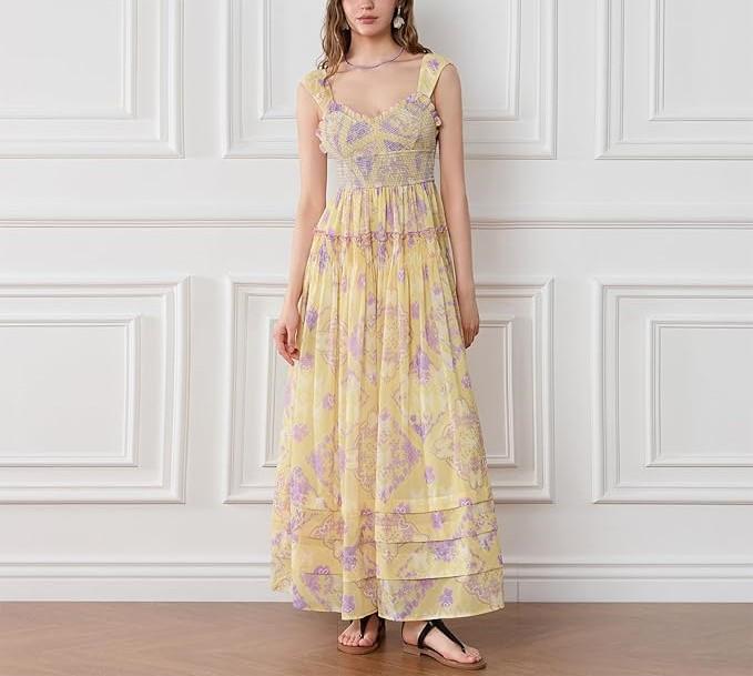 Women's Flower Print Maxi Dress