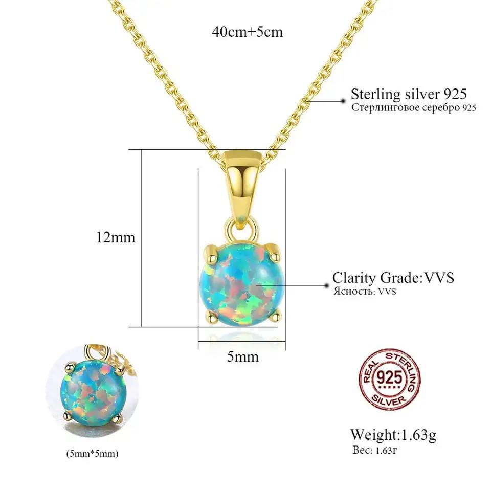 Colorful Round Opal Pendant Necklace