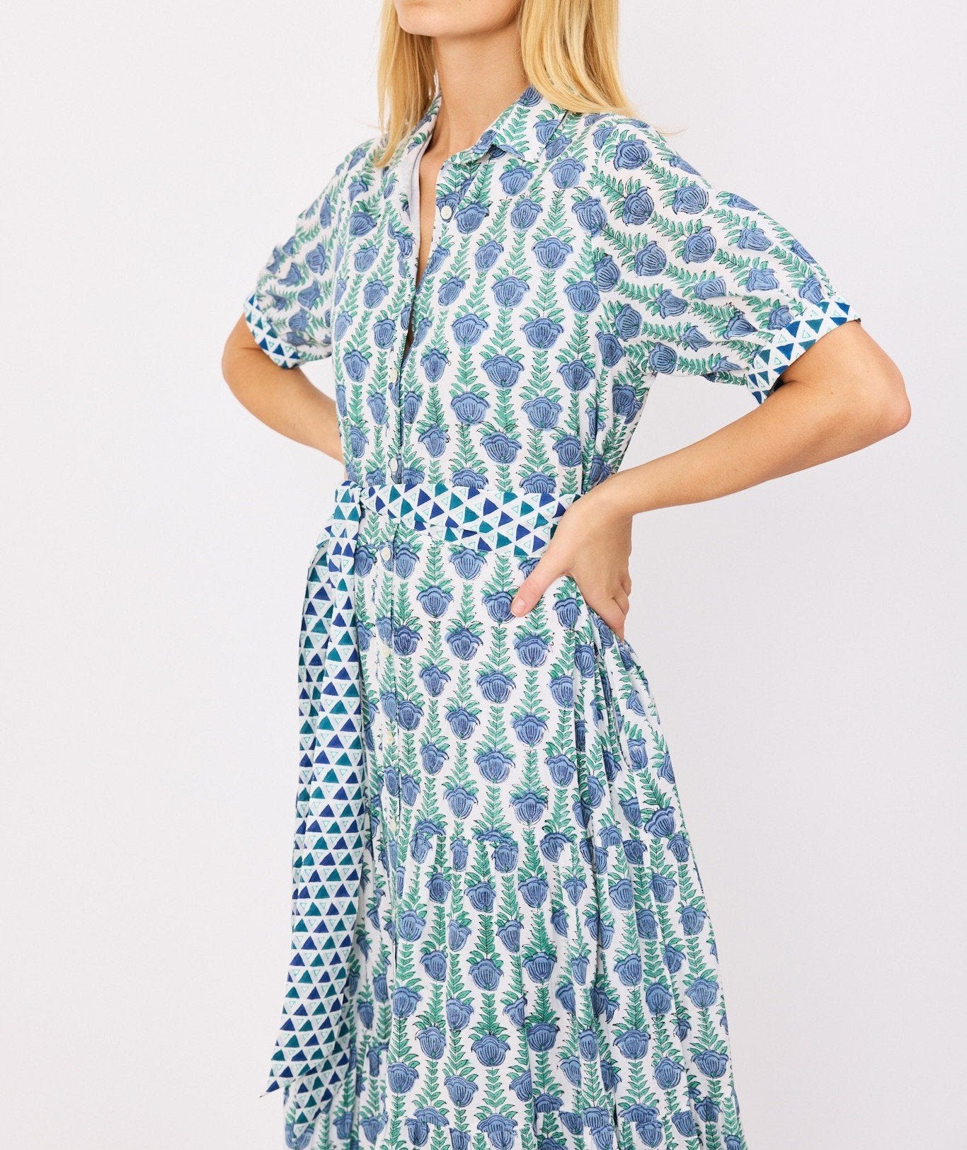 SHORT SLEEVE MAXI - BLUE TULIP