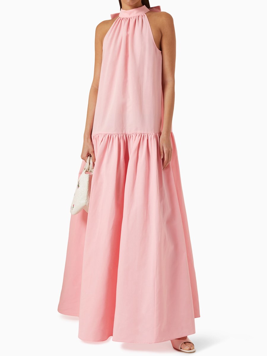 Dropped Waist Sleeveless Bow Maxi Dress