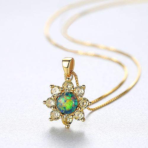 925 Sterling Silver Opal Necklace