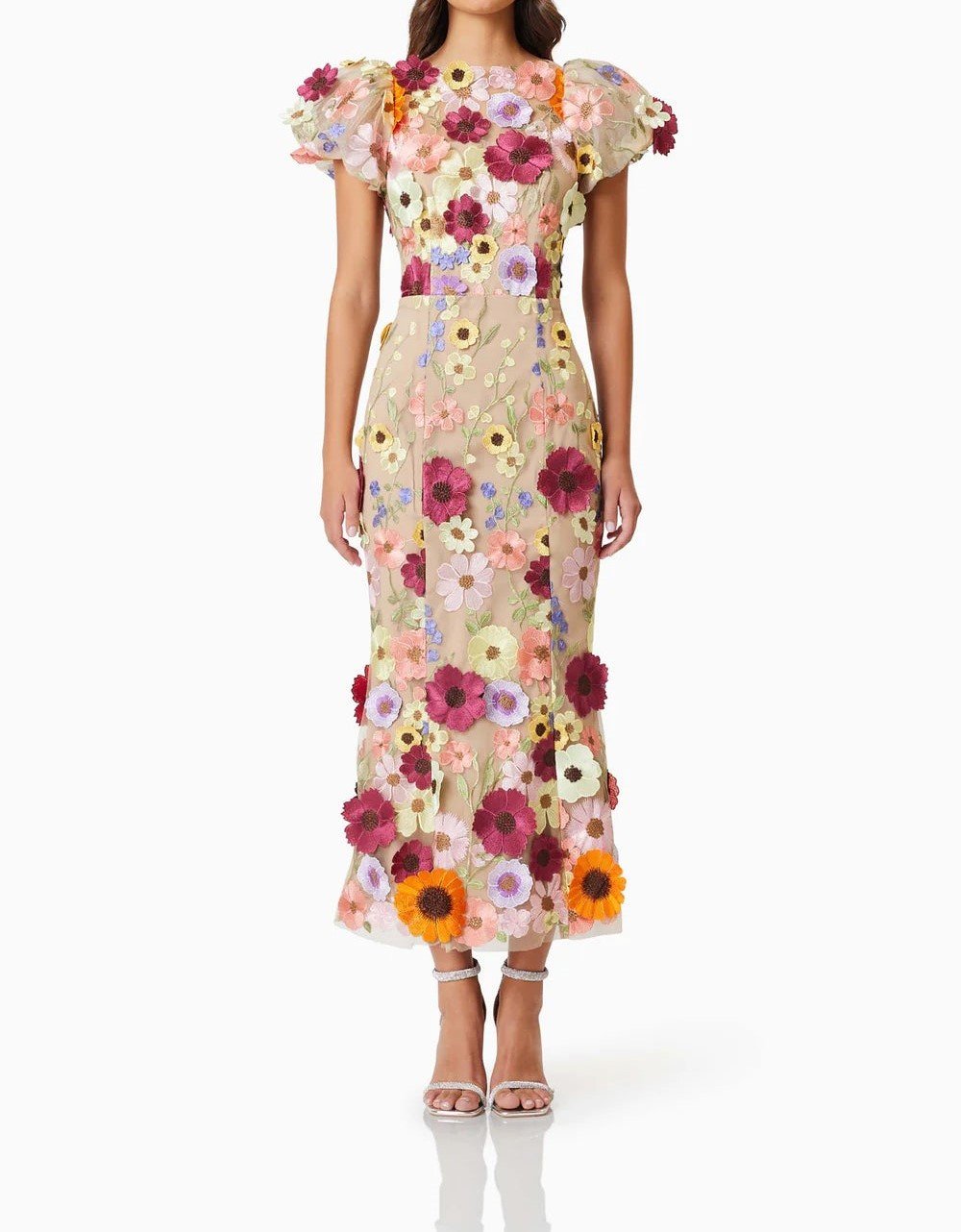 Floral Adorned Elegance Maxi Dress