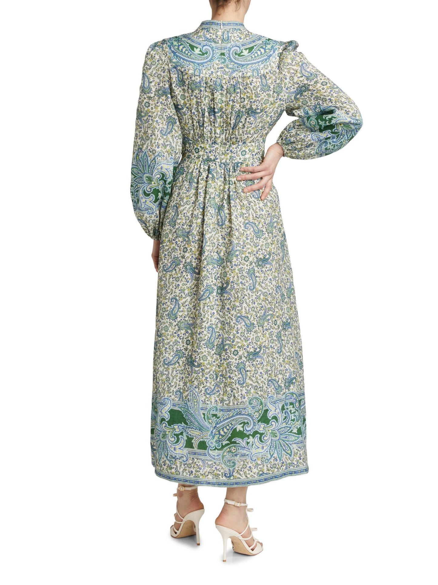 Green Vintage Print Long Dress