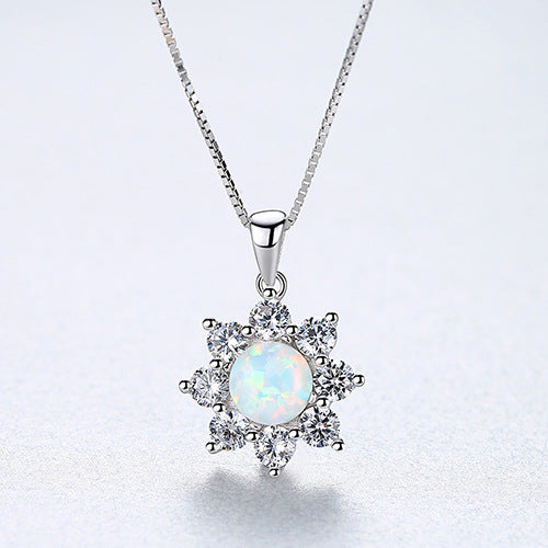 925 Sterling Silver Opal Necklace