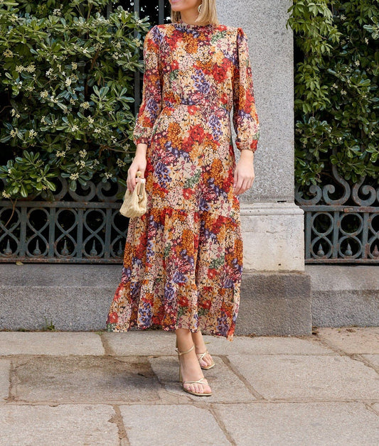 Round Neck Floral Print Dress