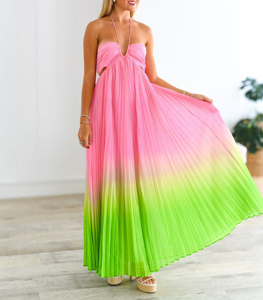 Ombre Color Sleeveless Maxi Dress