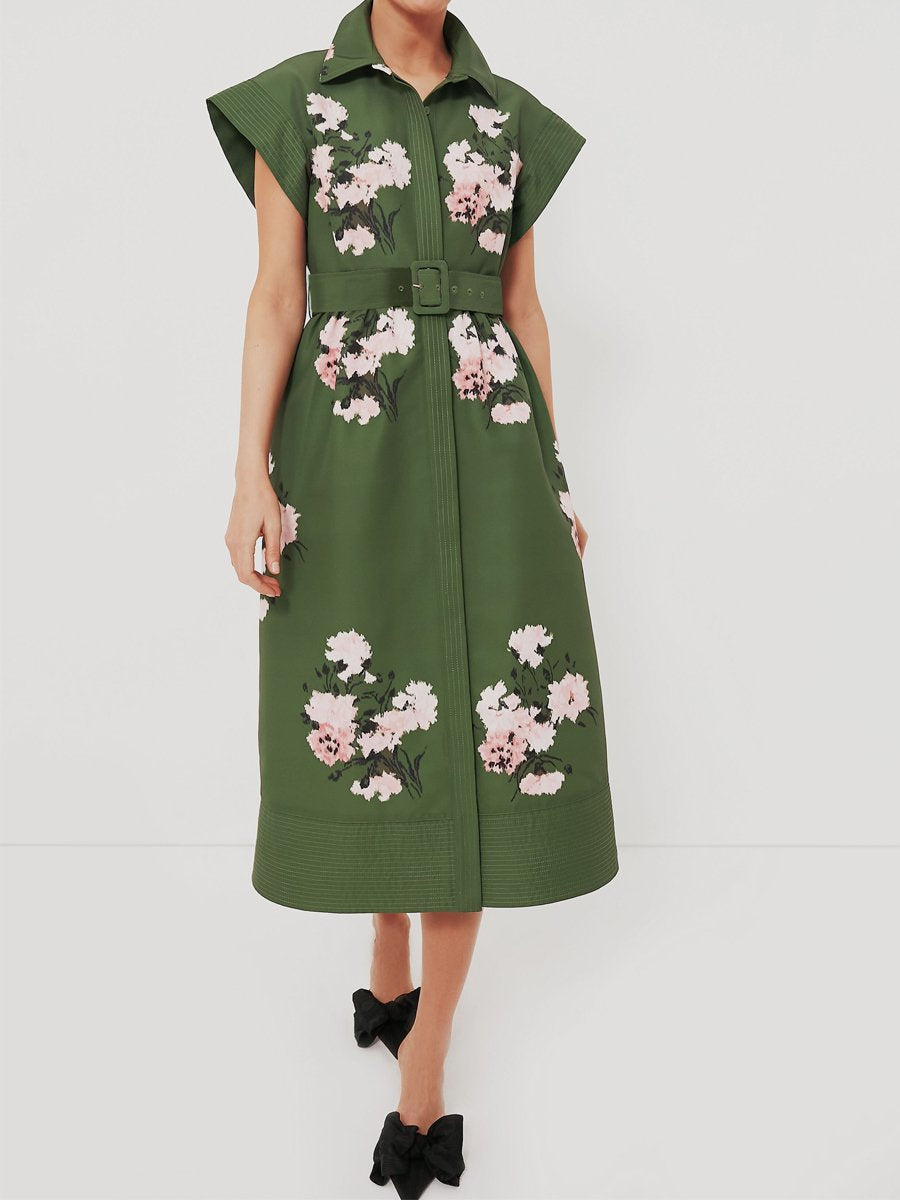 Floral Print Belted Shirt Dress