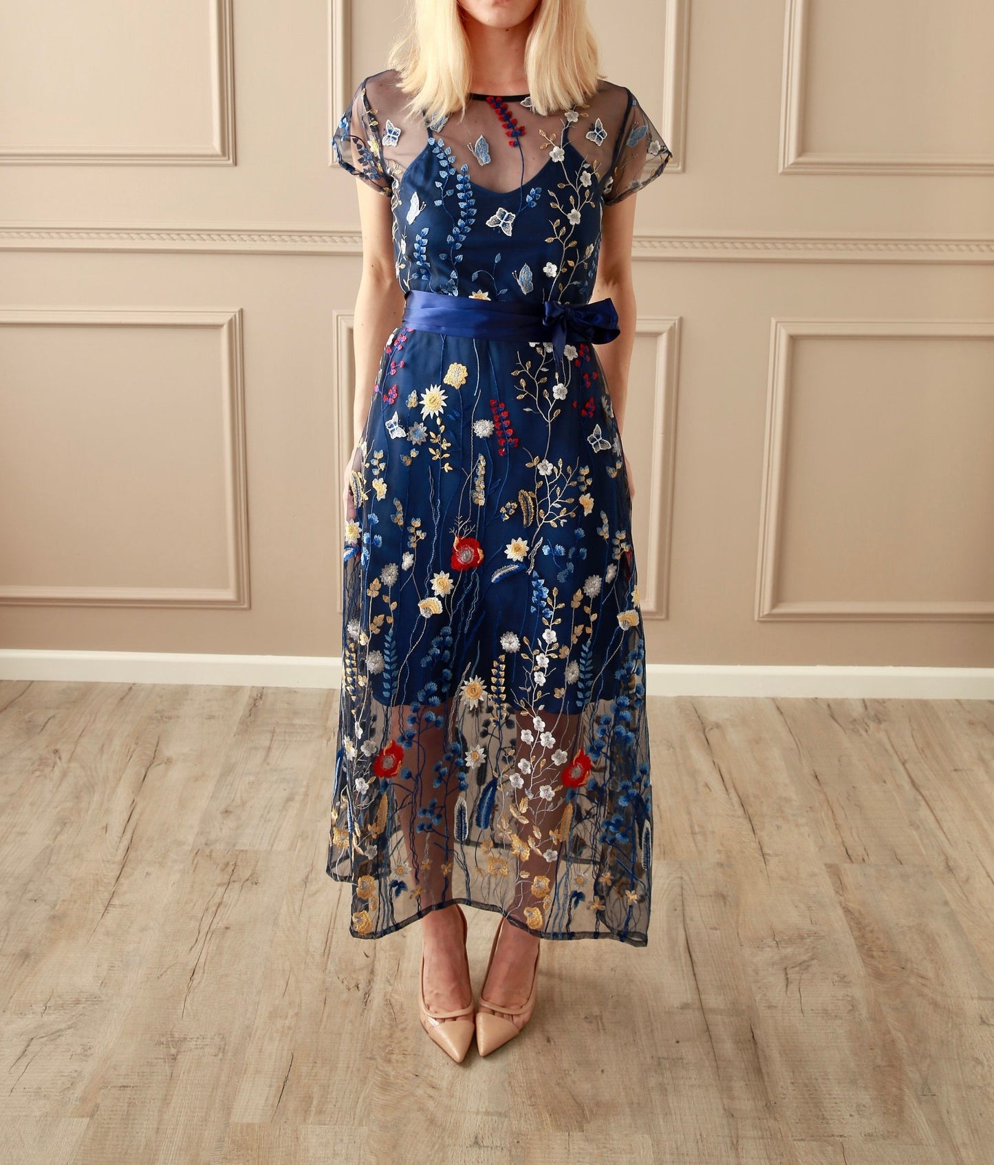 Blue Embroidery Dress