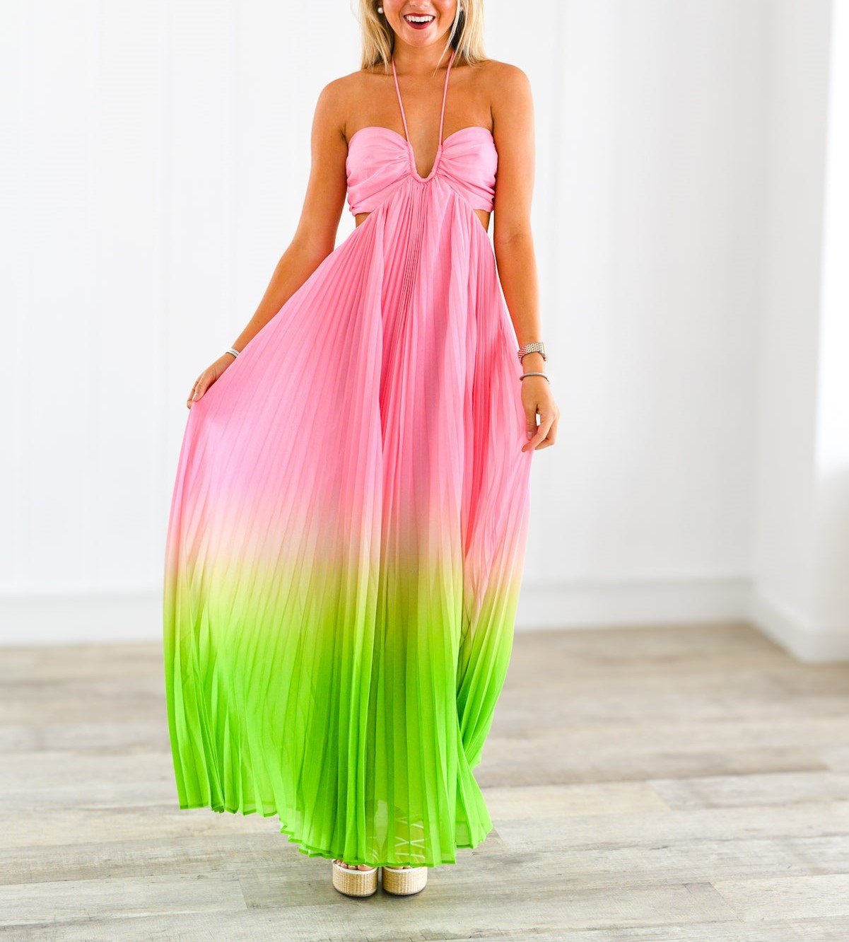 Ombre Color Sleeveless Maxi Dress