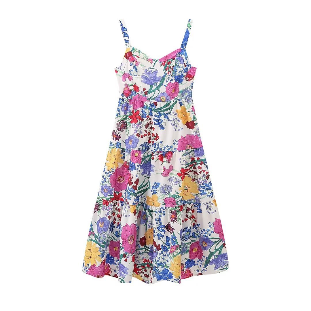 Printed Sleeveless Sling Dress