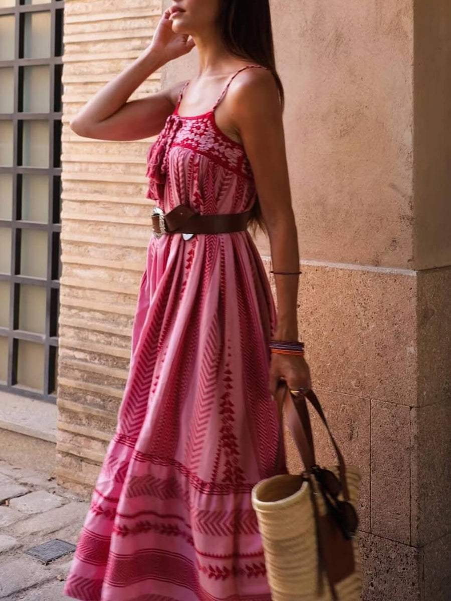 Crochet Patchwork Knitted Slip Maxi Dress