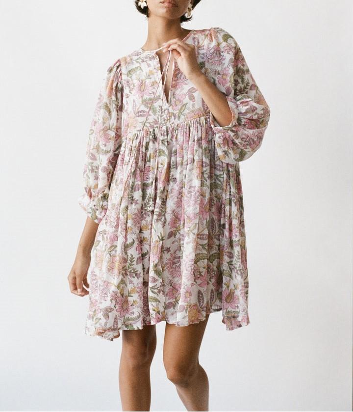 Puff Sleeve Floral Mini Dress