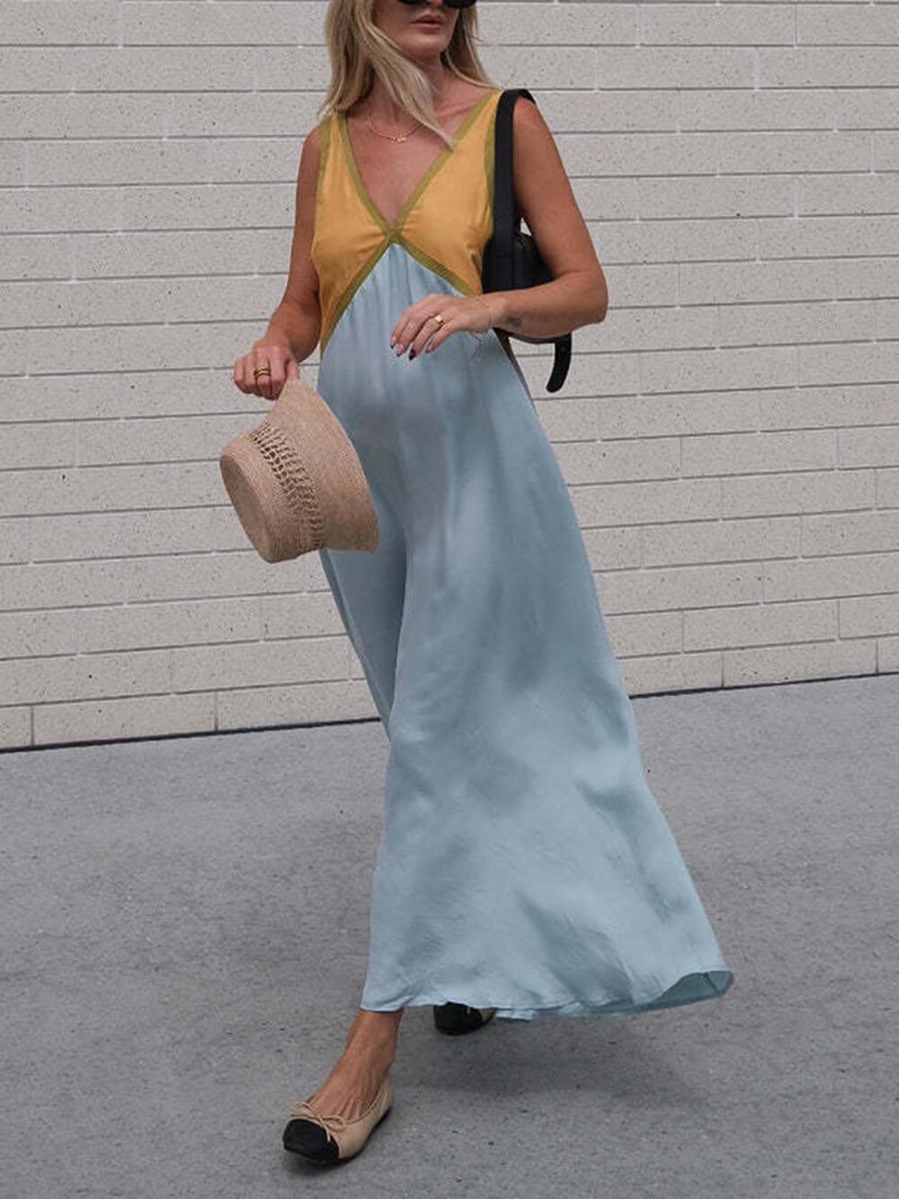 Sleeveless V-Neck Maxi Dress