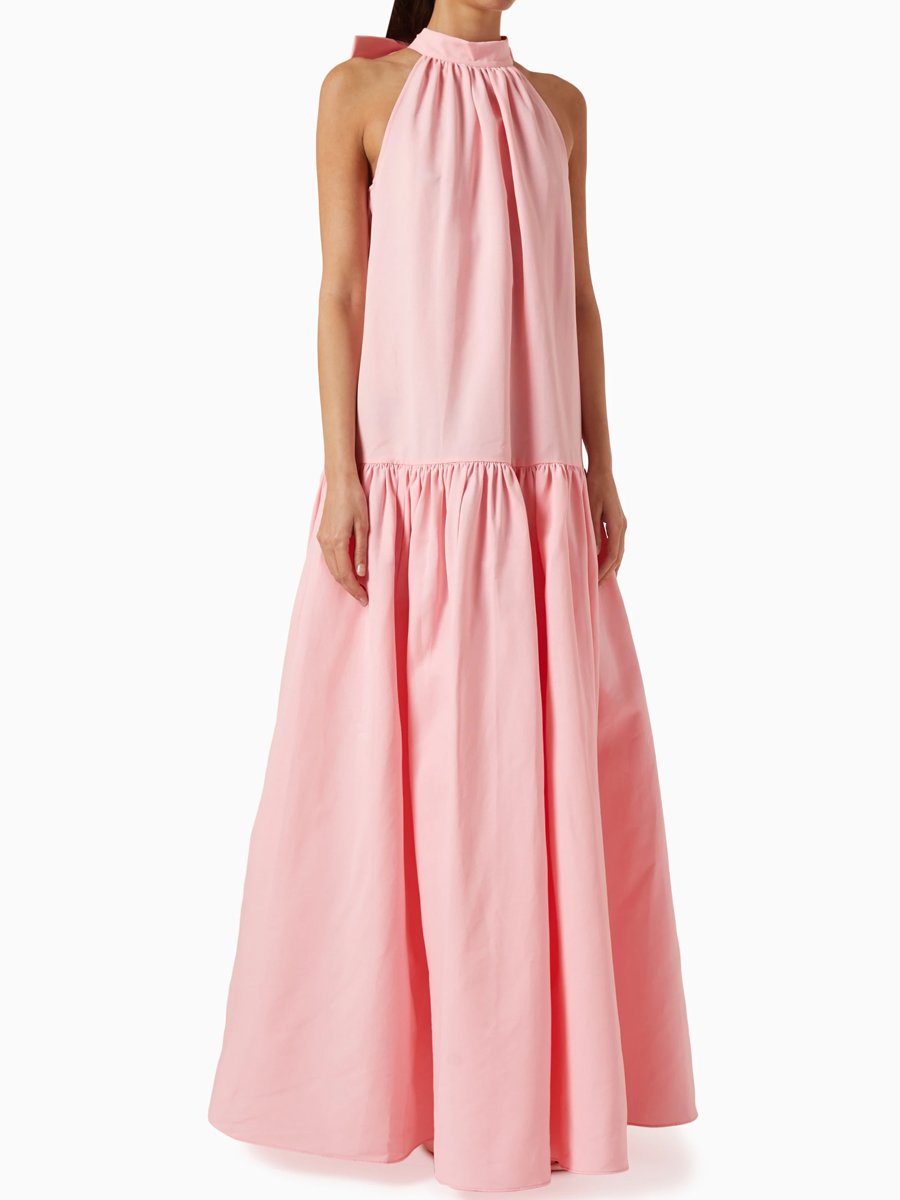 Dropped Waist Sleeveless Bow Maxi Dress