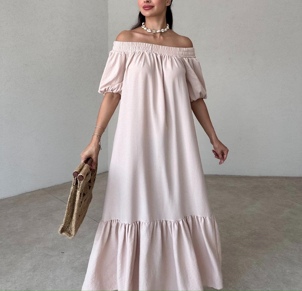 French Square Neck Maxi Dress