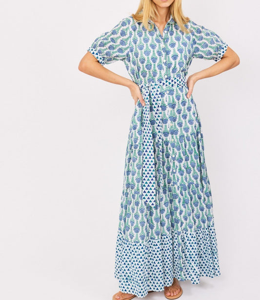 SHORT SLEEVE MAXI - BLUE TULIP