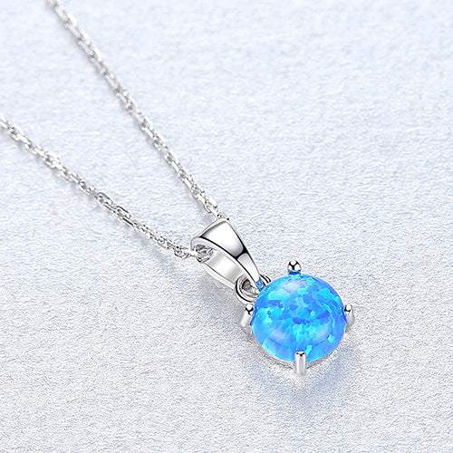 Colorful Round Opal Pendant Necklace