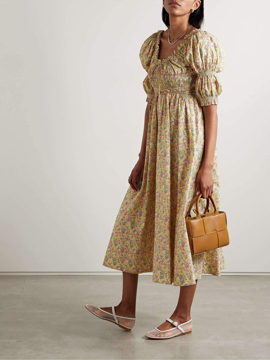 Floral-print Cotton-voile Midi Dress