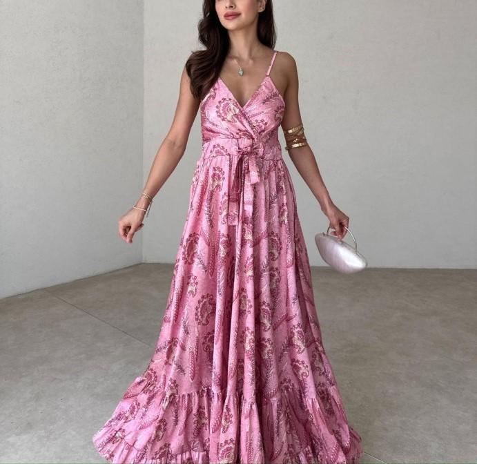 V-neck Sexy Floral Maxi Dress