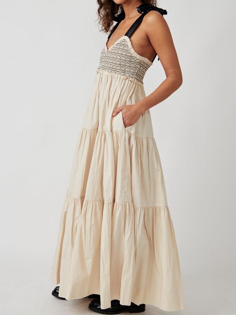 Ruffled Tie Up Maxi Dress