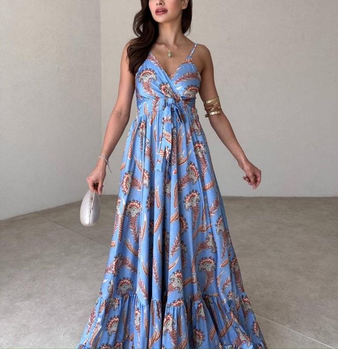 V-neck Sexy Floral Maxi Dress