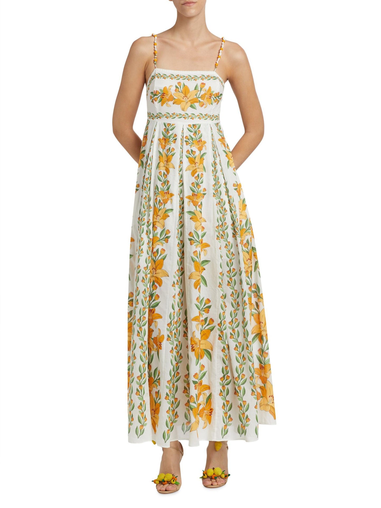 Tropical Lightness Off White Sleeveless Maxi Dress