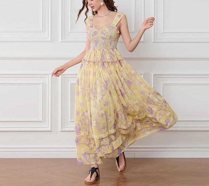 Women's Flower Print Maxi Dress