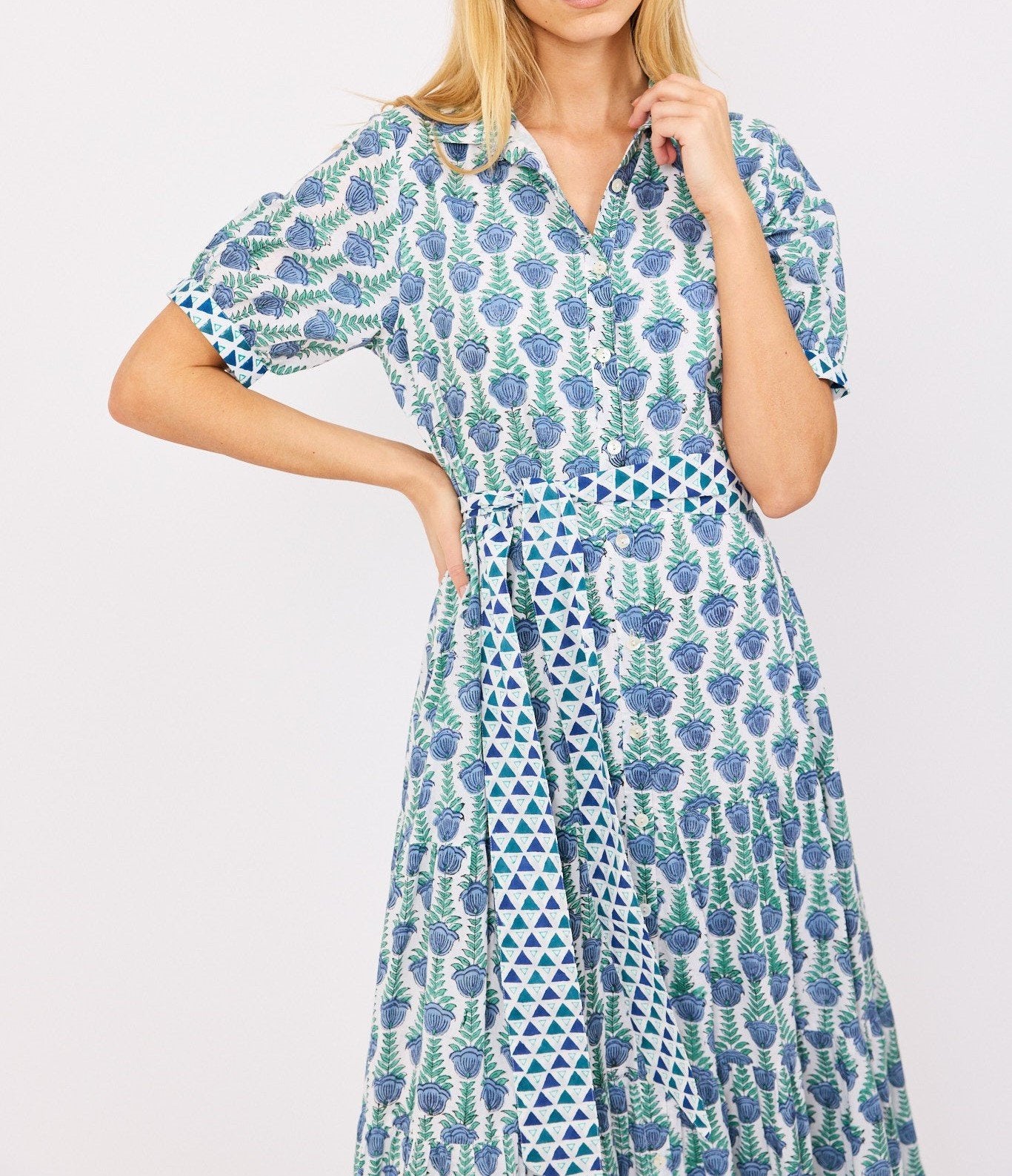 SHORT SLEEVE MAXI - BLUE TULIP