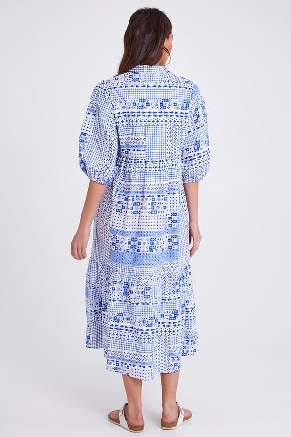 Geometric Print Tiered Midi Dress