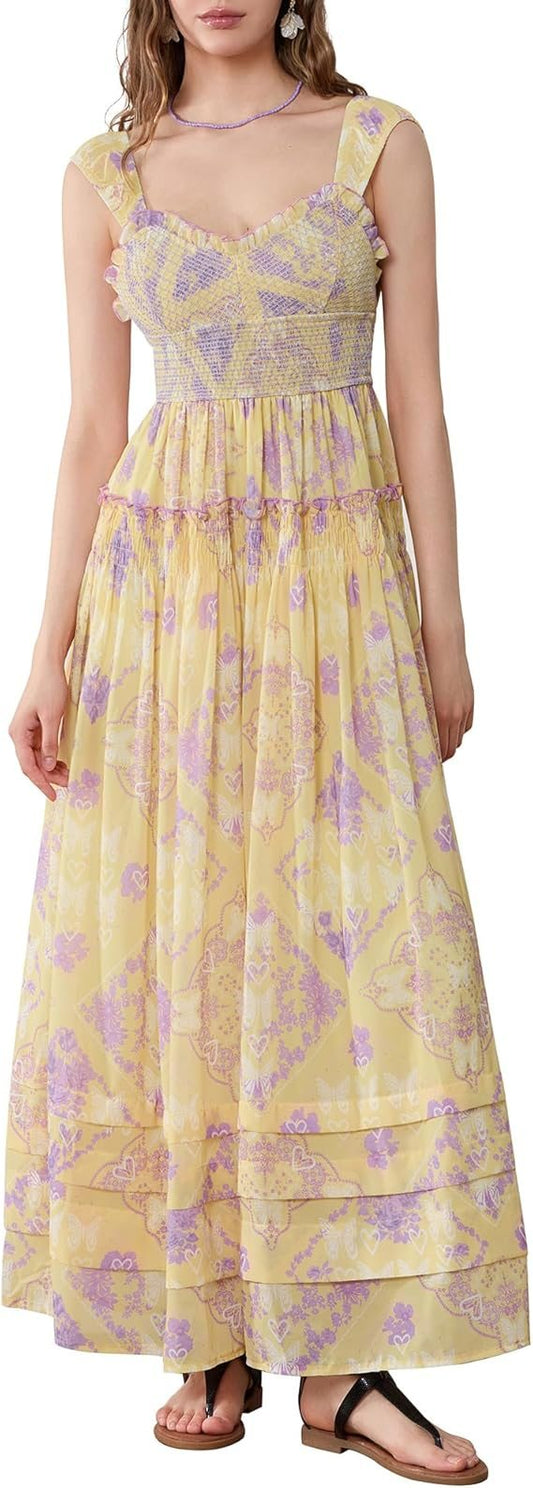 Women's Flower Print Maxi Dress