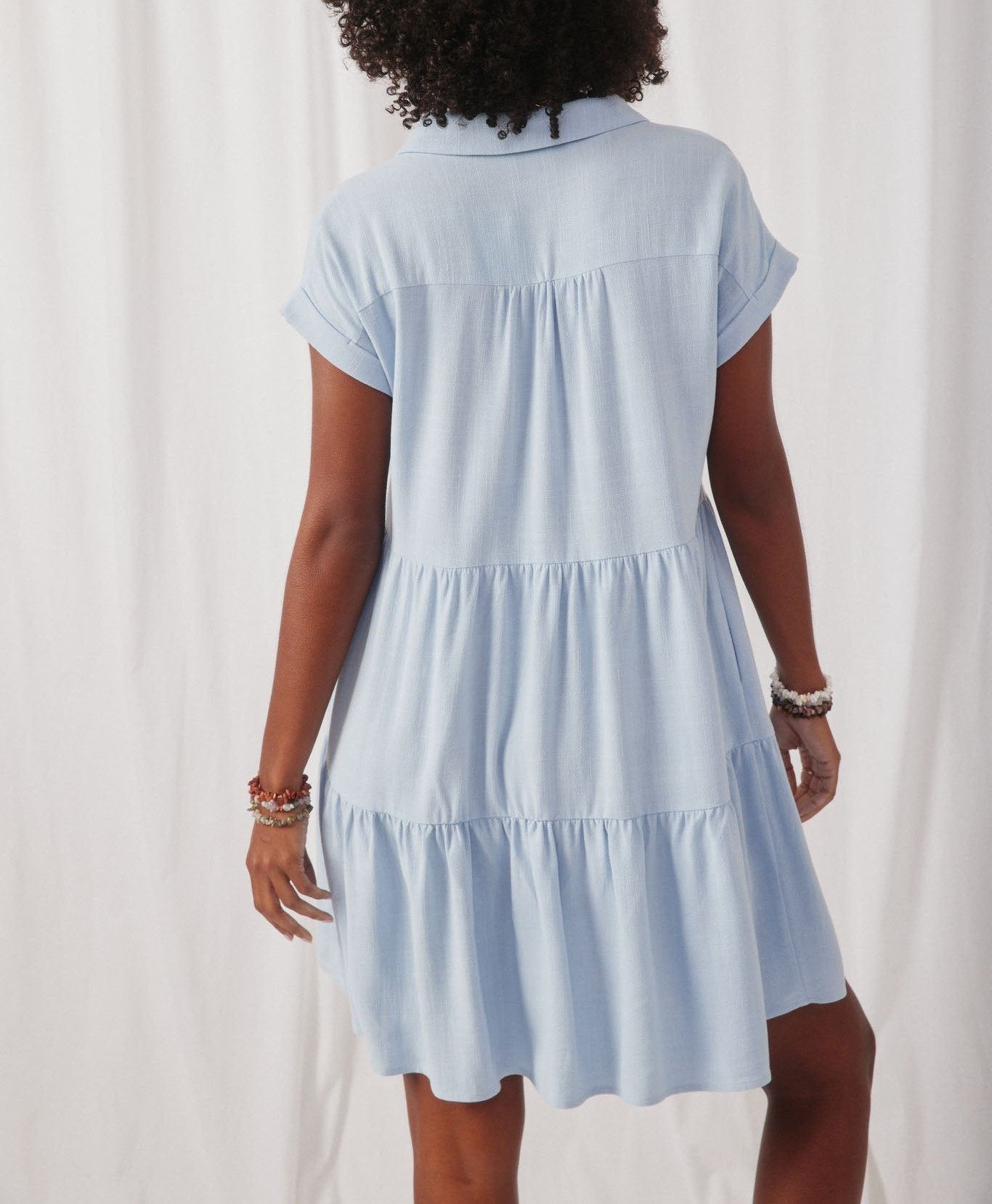 Textured Button Down Collared Dress