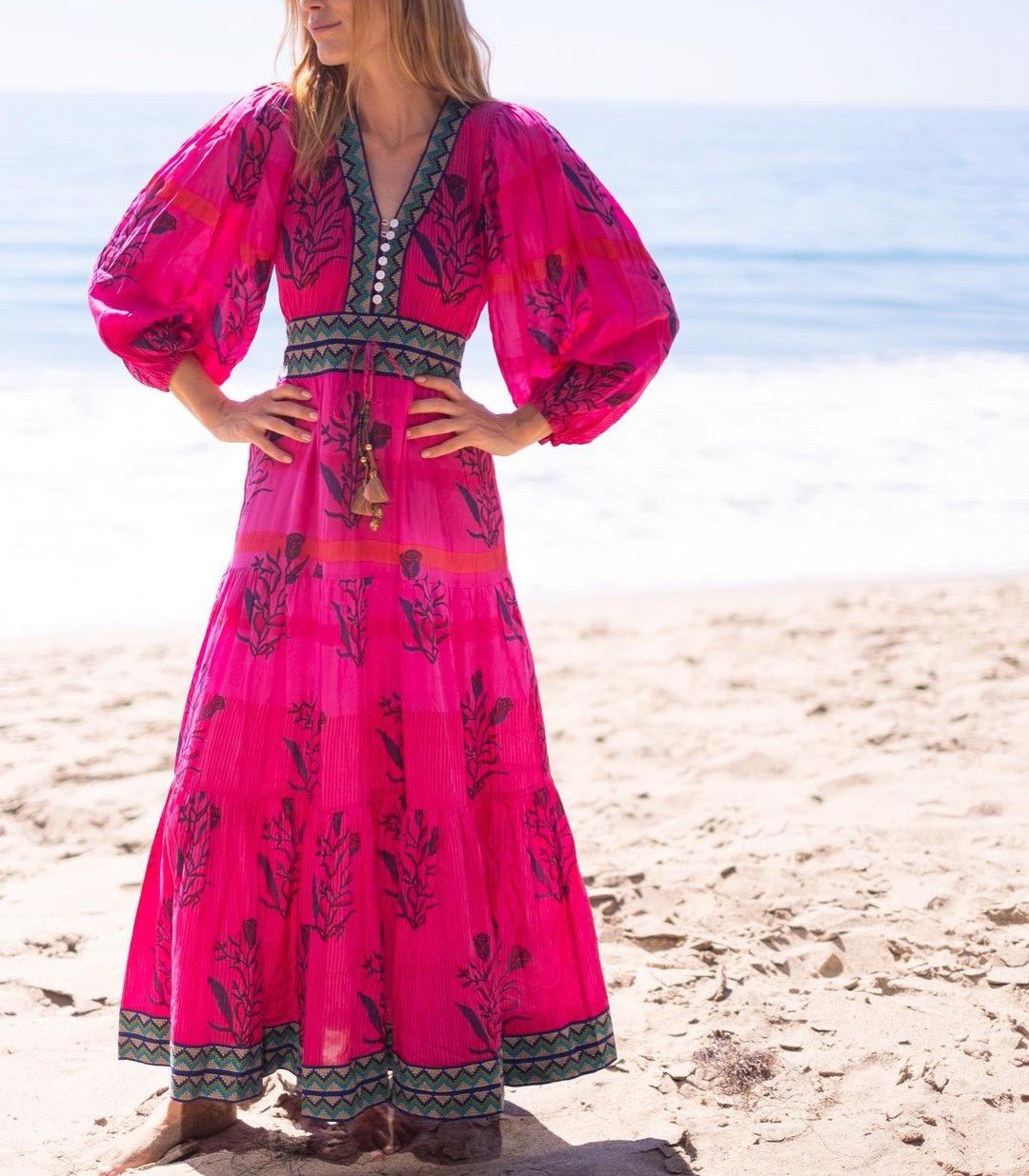 Magenta Clover Maxi Dress