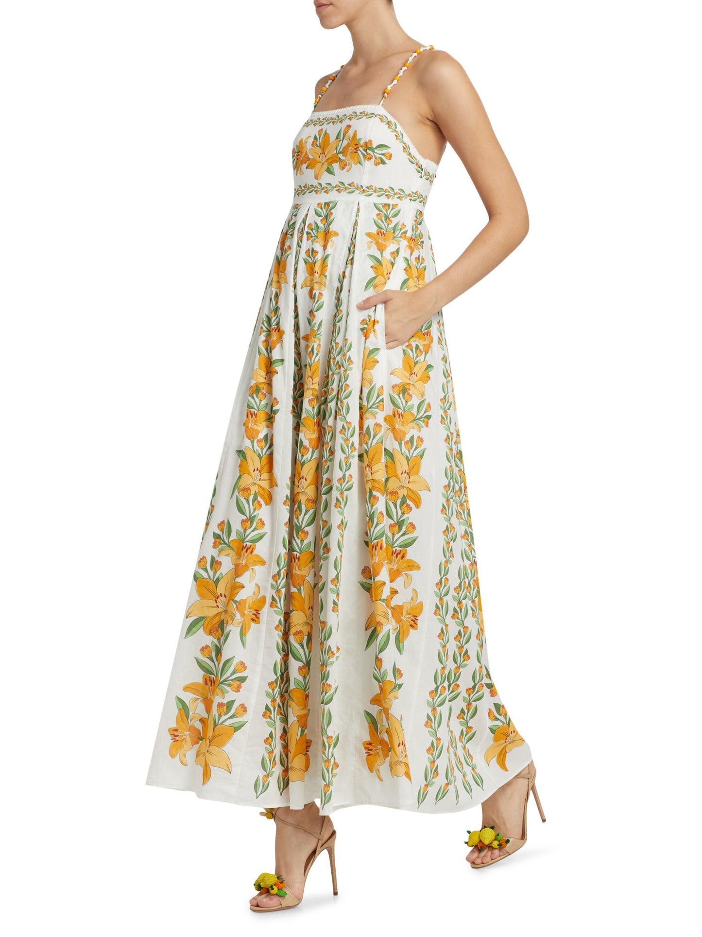 Tropical Lightness Off White Sleeveless Maxi Dress