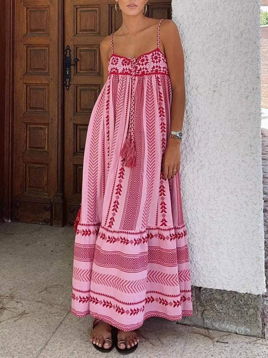 Crochet Patchwork Knitted Slip Maxi Dress