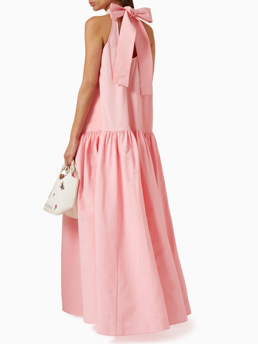 Dropped Waist Sleeveless Bow Maxi Dress