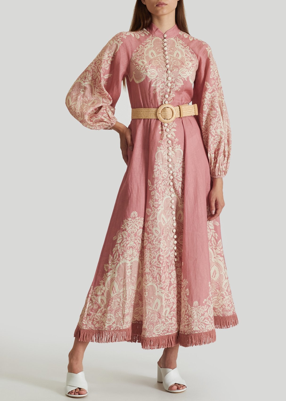 Women's Pink Pattie Floral Linen Maxi Dress