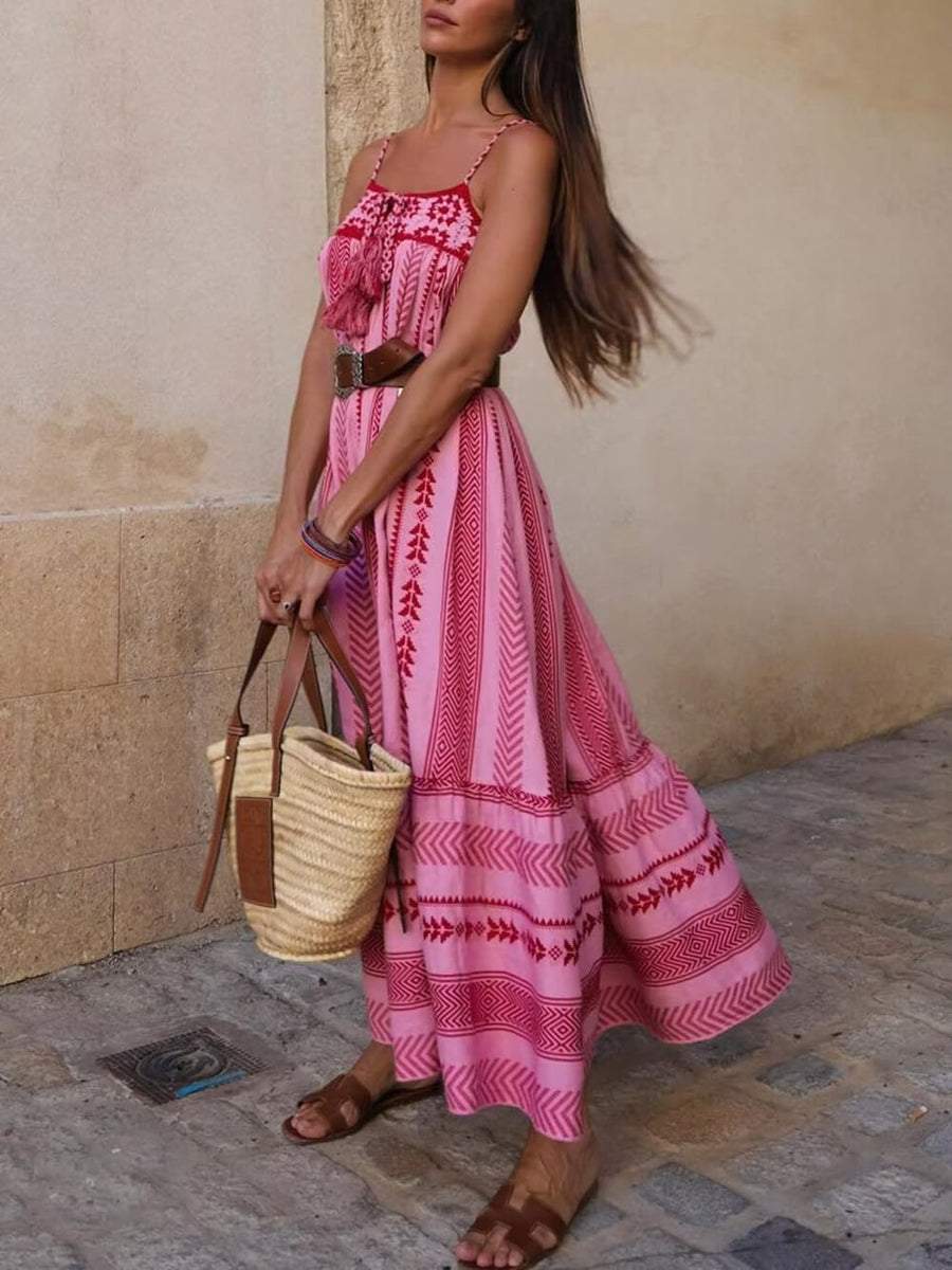 Crochet Patchwork Knitted Slip Maxi Dress