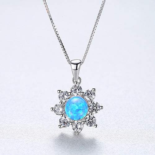 925 Sterling Silver Opal Necklace