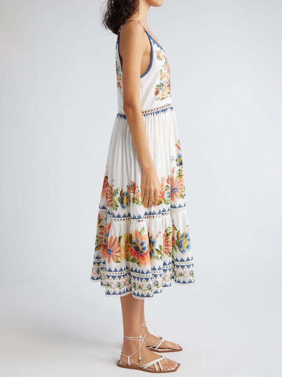 Colorful Floral Pattern Midi Dress