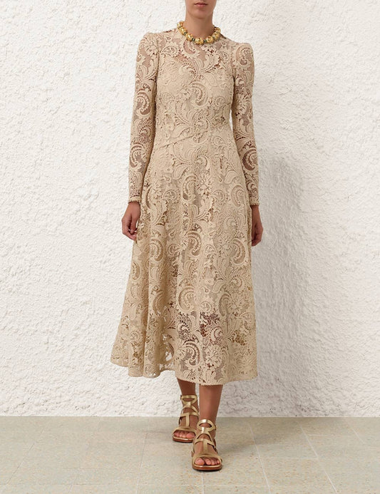 WAVERLY LACE MIDI DRESS